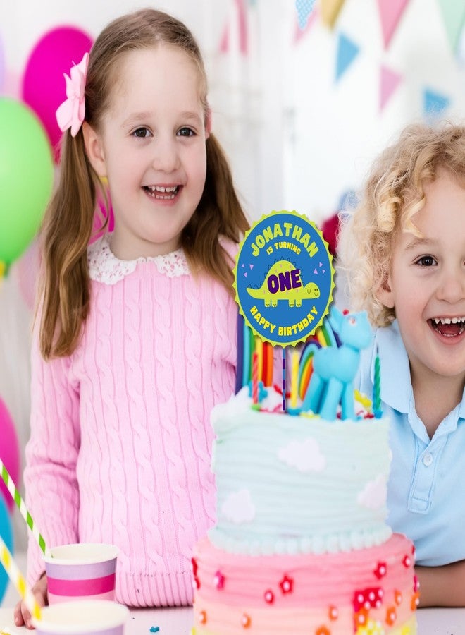 Yellow Nuts Personalised Cake Topper For Birthday Cartoon Dino Theme Kids Boys Girls 1st Birthday Anniversary Props Cake Decor Decoration (Dino) - Image 3